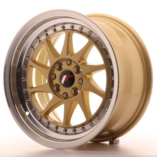 JR Wheels JR26 16x8 ET25 4x100/108 Gold w/Machined Lip