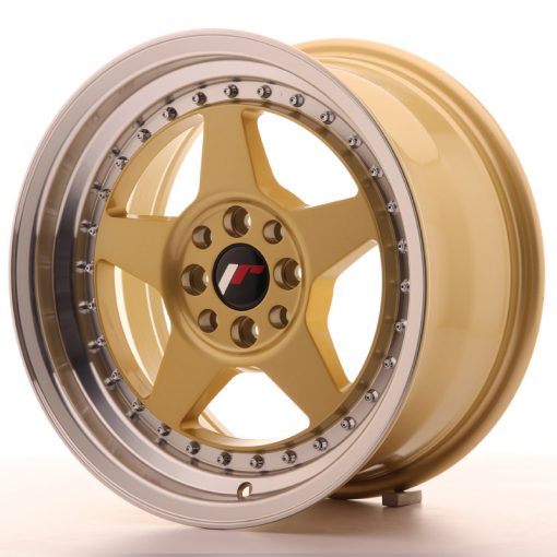 JR Wheels JR6 16x8 ET25 4x100/108 Gold w/Machined Lip