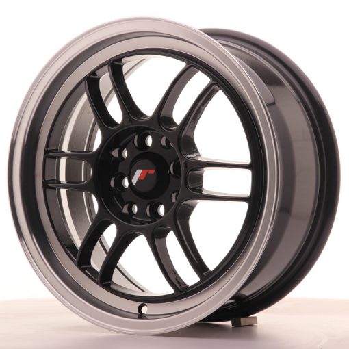 JR Wheels JR7 16x7 ET38 4x100/114 Gloss Black w/Machined Lip